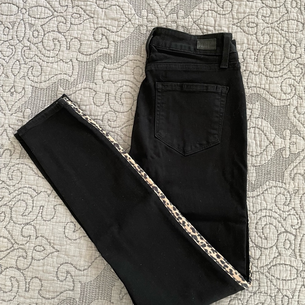 PAIGE Black Skinny Jeans Stretchy Tapered Fit